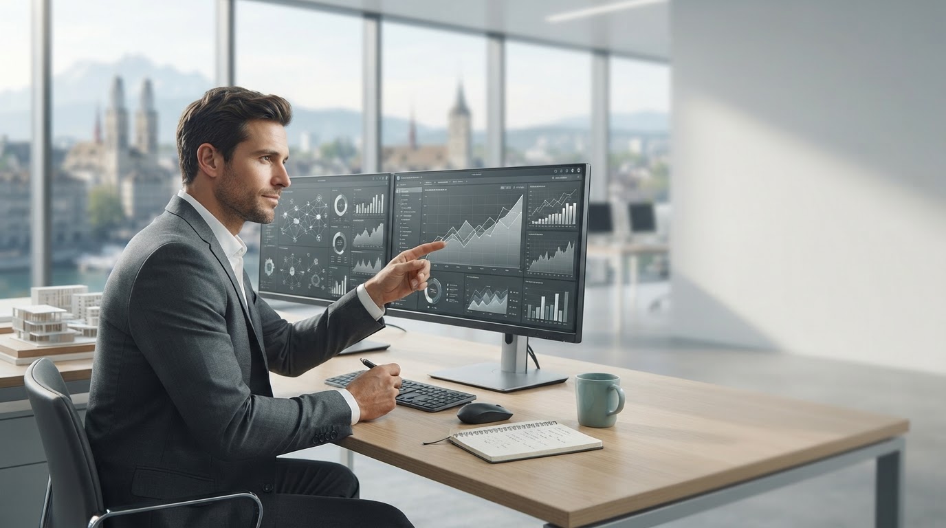 Wibagest SA data analysis dashboard used for AI-driven investment risk monitoring